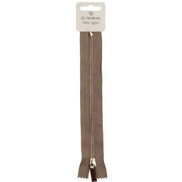 Go Handmade Zipper Metal Beige 20 cm, Gold