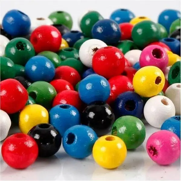 Wooden Beads Mix Ass. Colours, 8 mm 15 g