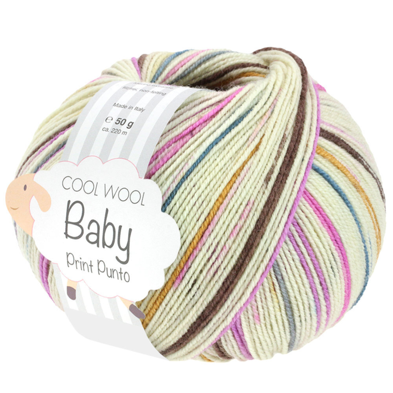 Lana Grossa Cool Wool Baby 311 Off White/Grey Blue/Pink/Pink/Yellow/Khaki