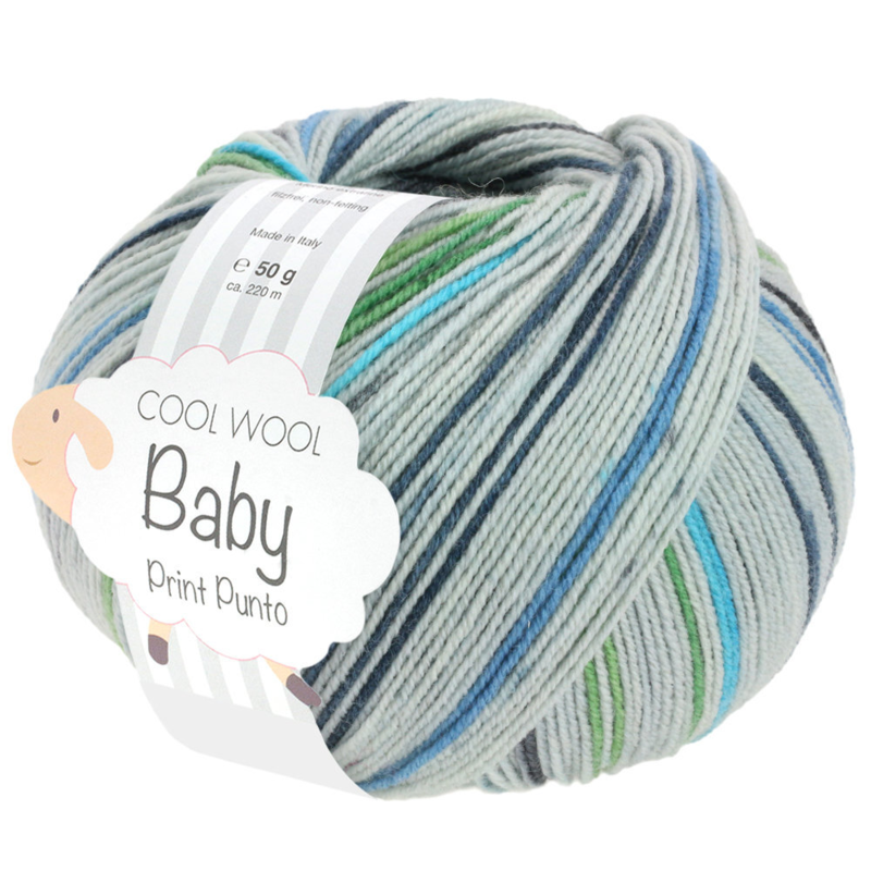 Lana Grossa Cool Wool Baby 315 Light Grey/Anthracite/Light Green/White Green/Turquoise/Grey Blue