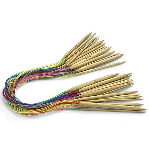 HobbyArts Bamboo Circular Knitting Needle Set, 18 sizes, 2-10 mm - 60 cm