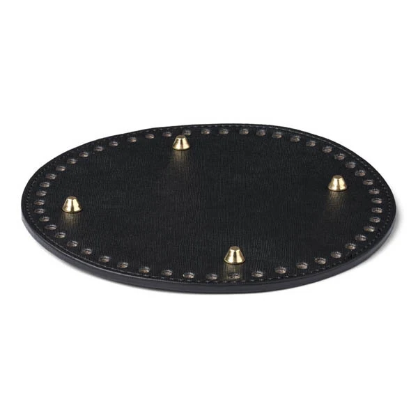 HobbyArts Round Leather Basket Base, PU Leather, Black, 1 pcs (19 cm)