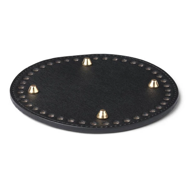 HobbyArts Round Leather Basket Base, PU Leather, Black, 1 pcs (15 cm)