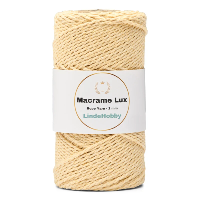 LindeHobby Macrame Lux, Rope Yarn, 2 mm 08 Light Yellow