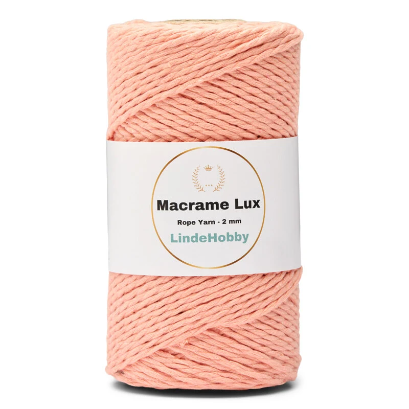 LindeHobby Macrame Lux, Rope Yarn, 2 mm 11 Light Rose