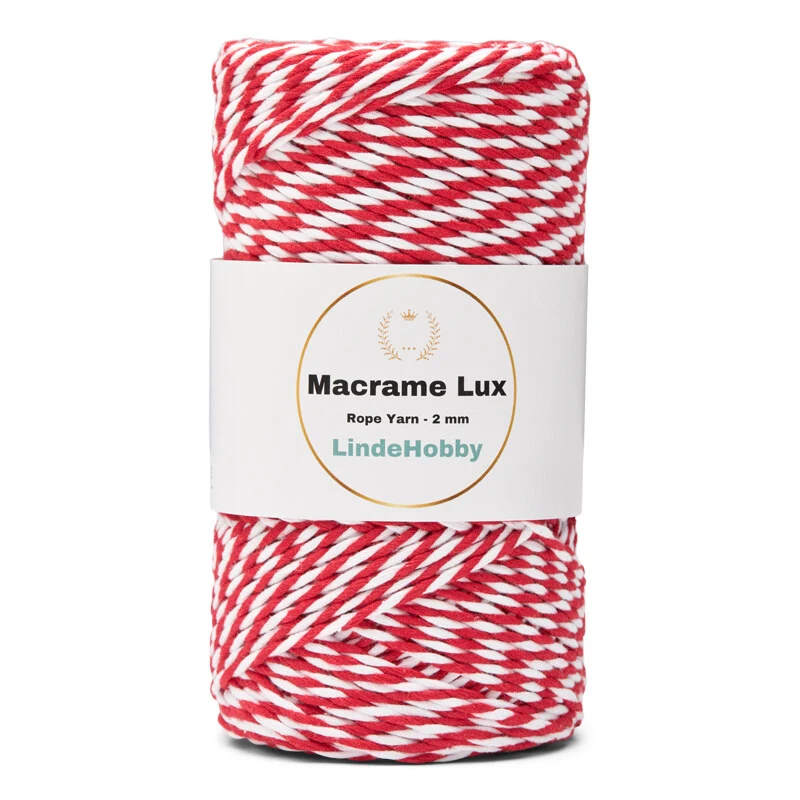 LindeHobby Macrame Lux, Rope Yarn, 2 mm 12 Red and White