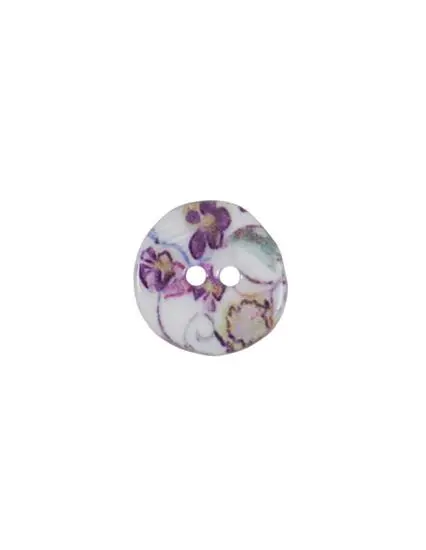 Du Store Alpakka Plastic button White Flowers, 18 mm (1125A)
