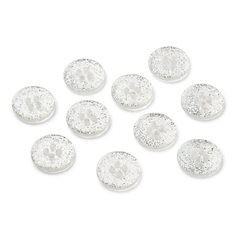 LindeHobby Glitter Buttons, Silver, 15 mm, 10 pcs