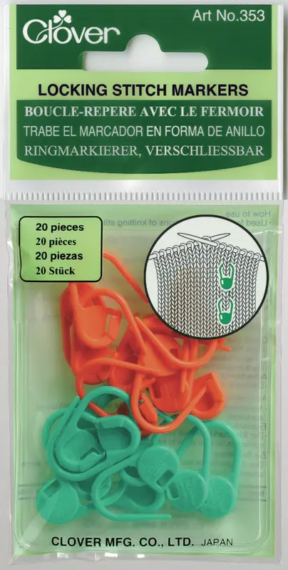 Clover Locking Stitch Markers (orange/green)