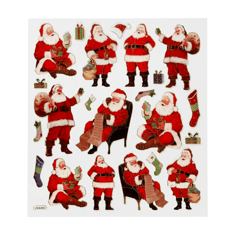 Stickers, Christmas, 15 x 16.5 cm, 1 sheet Classic Santas