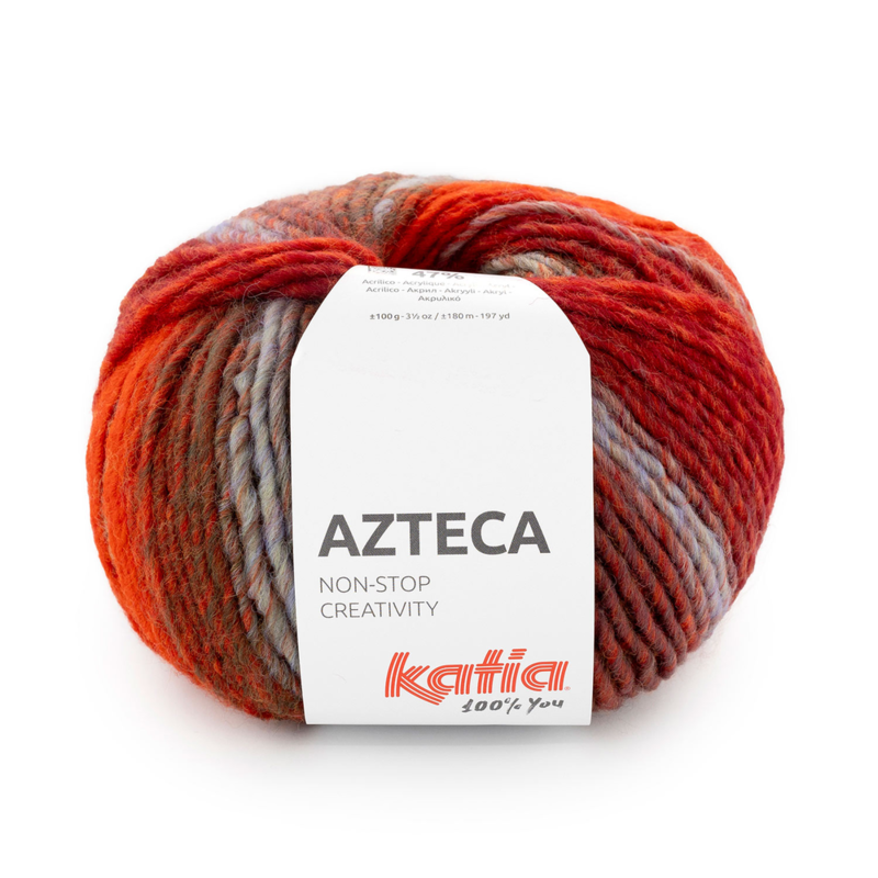 Katia Azteca 97 Red-orange-khaki
