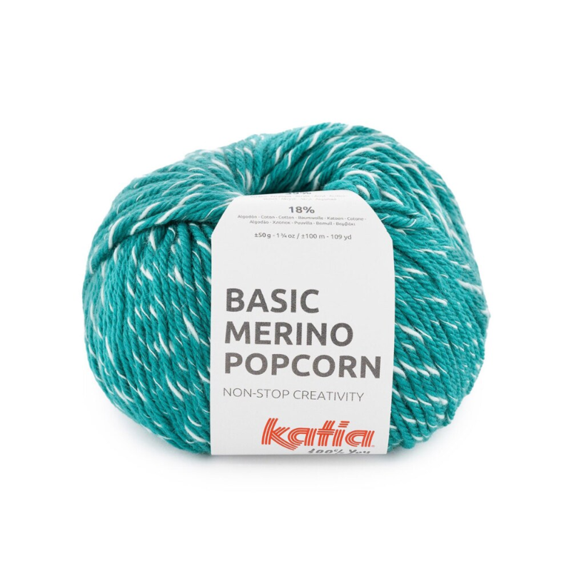 Katia Basic Merino Popcorn 111 Opal green-white