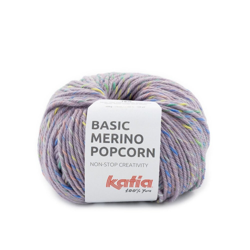 Katia Basic Merino Popcorn 201 Lavender-multicolour