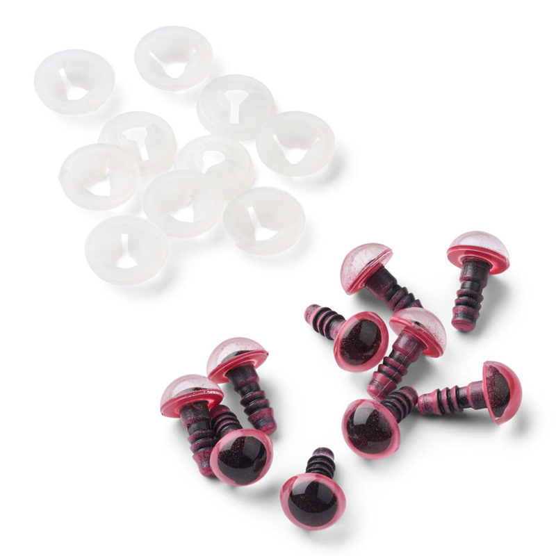 HobbyArts Safety Eyes, Pink, 5 Pairs 10 mm