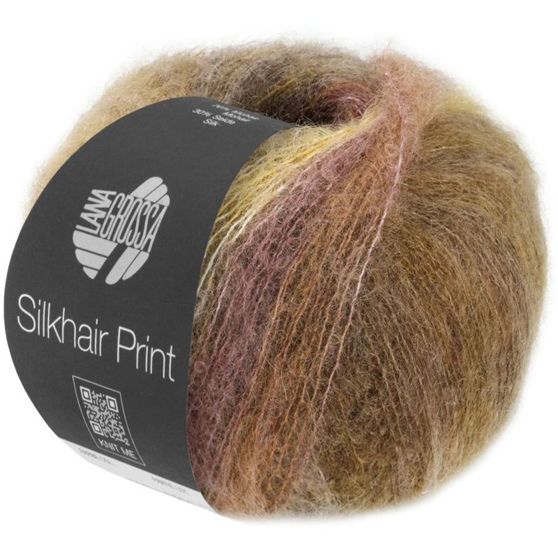 Lana Grossa Silkhair Print 427 Nougat/Yellow/Olive/Olive Grey