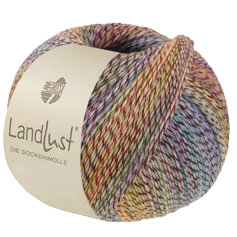 Lana Grossa Landlust Die Sockenwolle 220 Green/Dark red/Blue/Yellow/Light blue/Plum/Orange