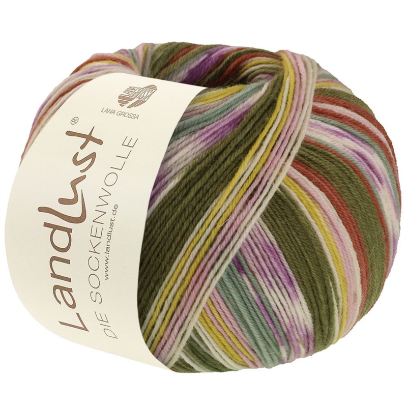 Lana Grossa Landlust Die Sockenwolle 716 Cinnamon Brown/Pink/Ecru/Olive/Yellow/Mint Green/Lilac