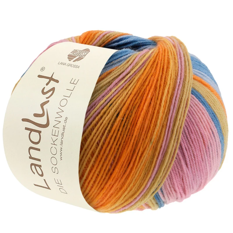 Lana Grossa Landlust Die Sockenwolle 129 Pink/Dusty pink/Heather/Green yellow/Yellow/Orange/Mint/Sea green