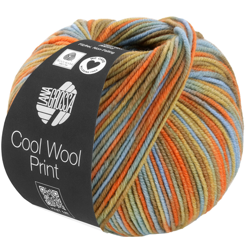 Lana Grossa Cool Wool Print 834 Orange/Ochre/Nougat/Sea green/Grey-blue