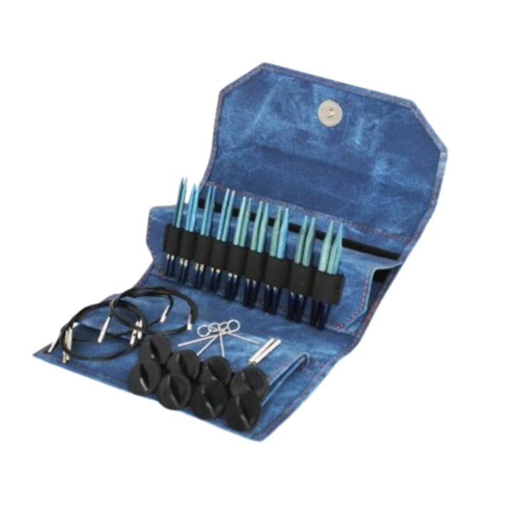 LYKKE Interchangeable Circular Needle Set Indigo, Blue, 9 cm