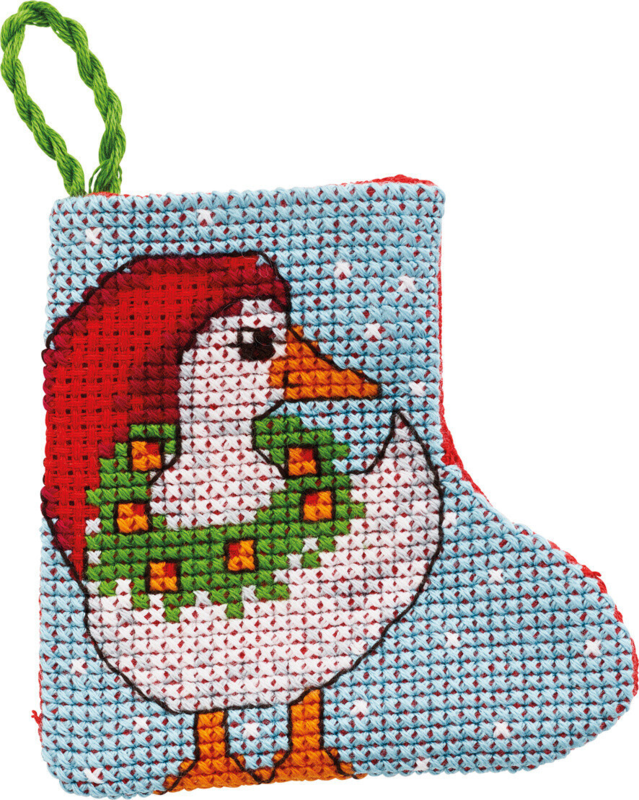 Embroidery Kit The Christmas Goose 7 x 7 cm / 2.76 x 2.76 in