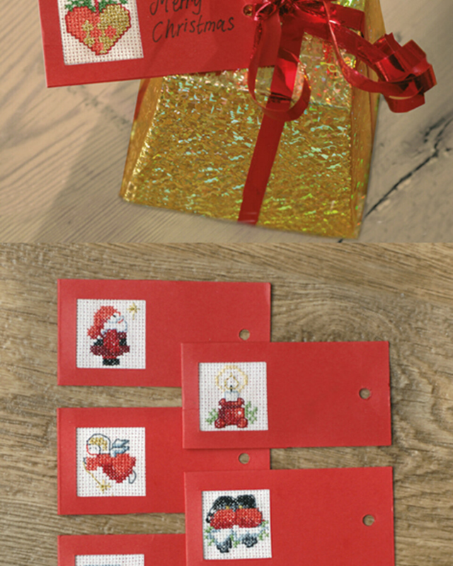 Embroidery Kit Christmas gift tags 4 x 8 m/5874/30 x 5 cm/11.81 x 1.97 in