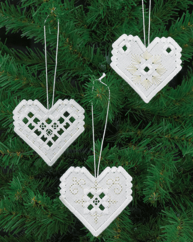 Embroidery Kit Hardanger heart x3 7.5 x 7 cm / 2.95 x 2.76 in