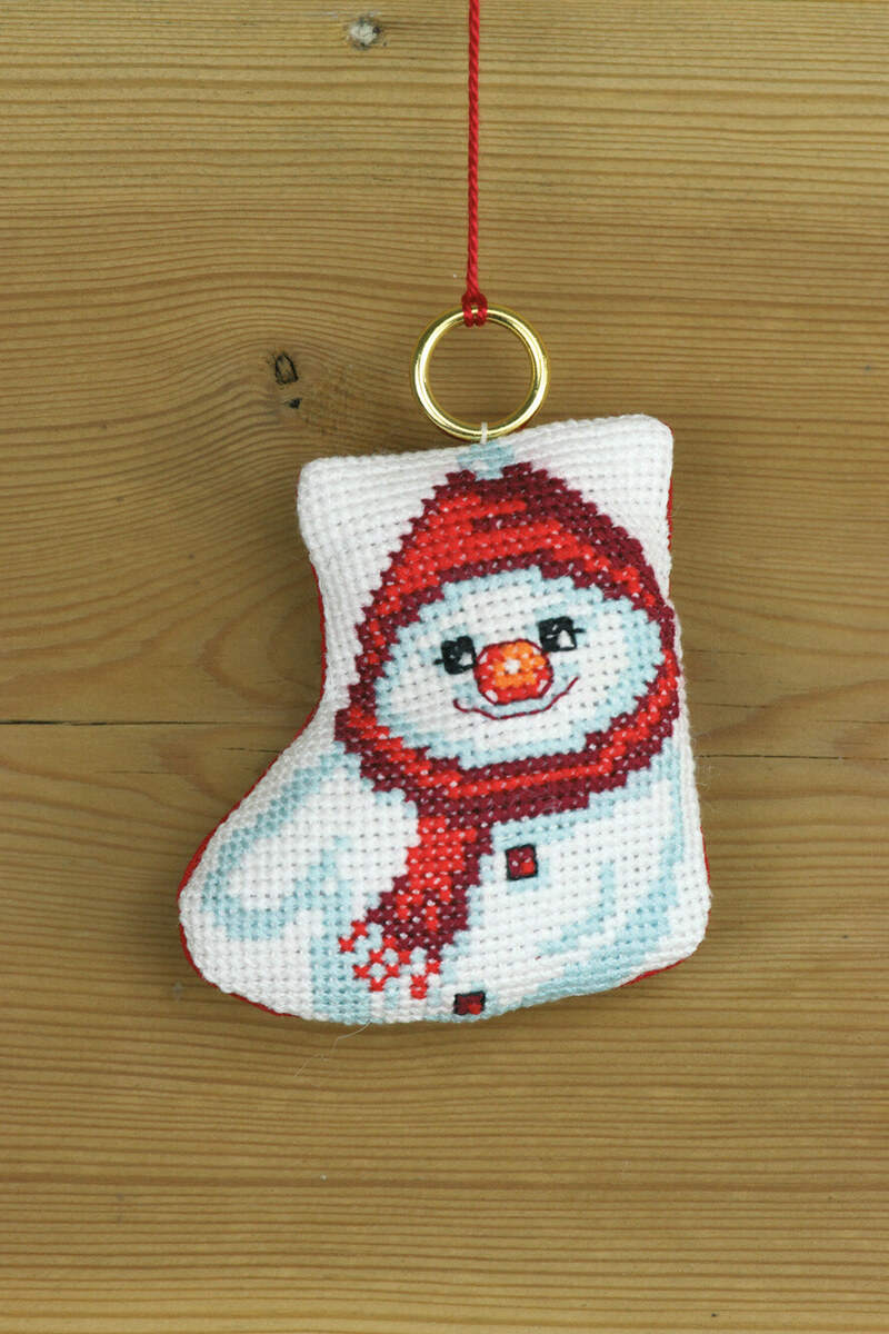 Embroidery Kit Snowman 8x8 cm / 3.15x3.15 in