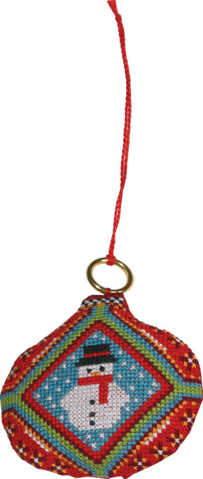 Embroidery Kit Snowman Globe 8 x 8 cm / 3.15 x 3.15 in