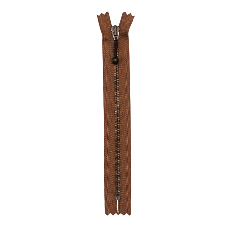 YKK Fixed Zipper Antique Brass 4 mm 28 cm 008 Light brown