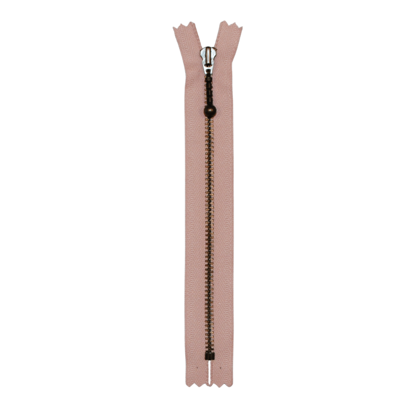 YKK Fixed Zipper Antique Brass 4 mm 28 cm 274 Dusty pink