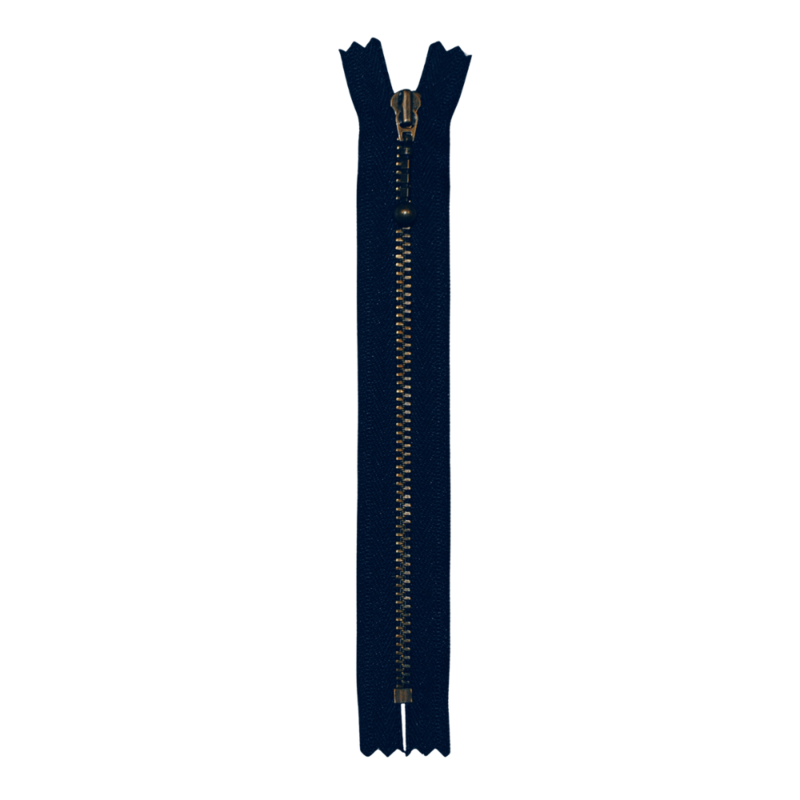 YKK Fixed Zipper Antique Brass 4 mm 28 cm 560 Navy