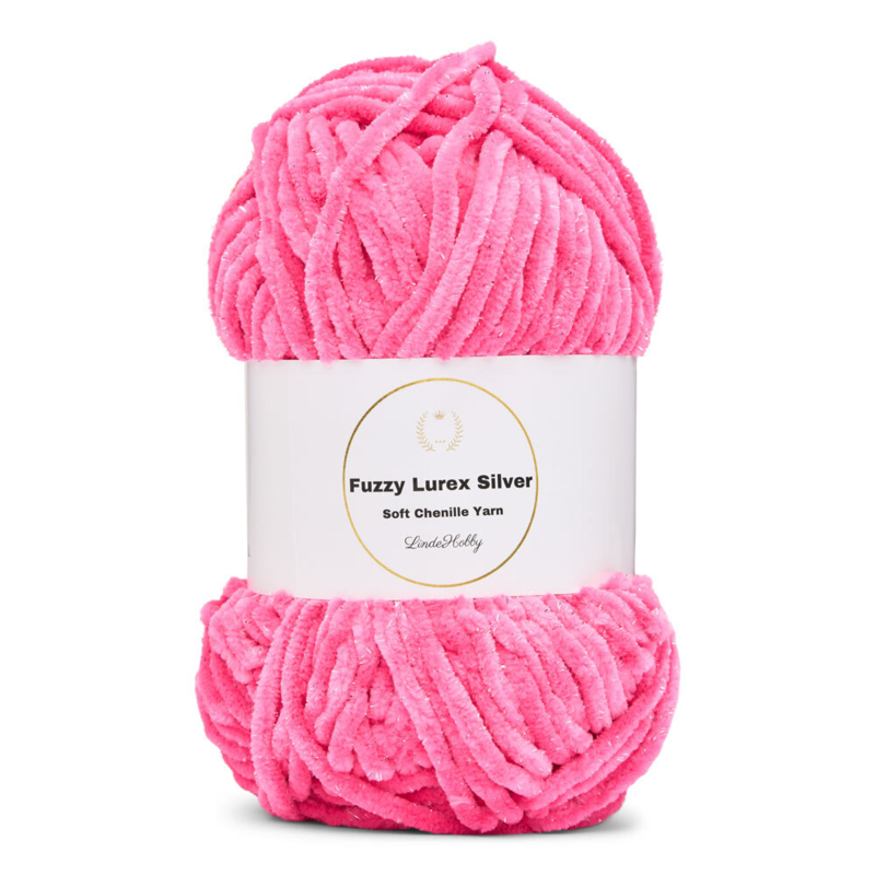 LindeHobby Fuzzy Chenille Silver Lurex 21 Dark suger pink