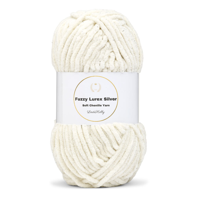 LindeHobby Fuzzy Chenille Silver Lurex 10 Cream (light beige)