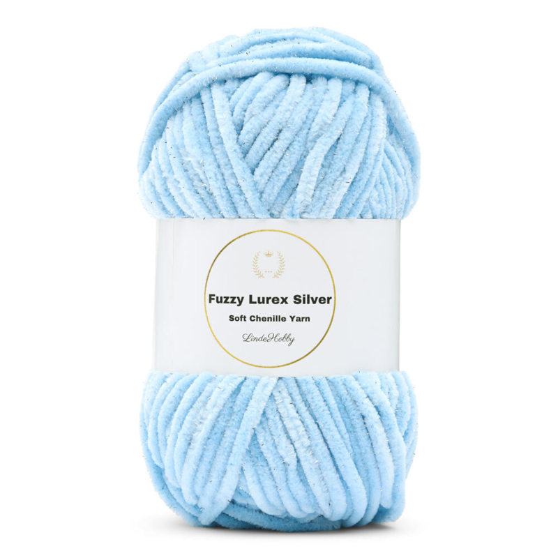 LindeHobby Fuzzy Chenille Silver Lurex 07 Baby blue