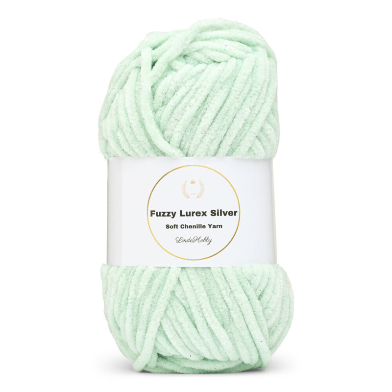 LindeHobby Fuzzy Chenille Silver Lurex 03 Mint green