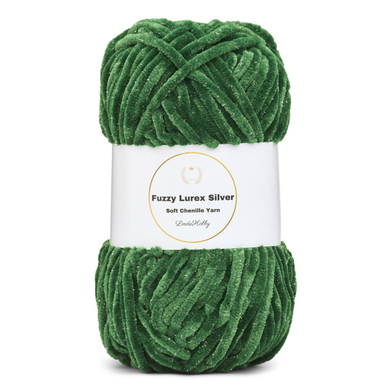 LindeHobby Fuzzy Chenille Silver Lurex 38 Green