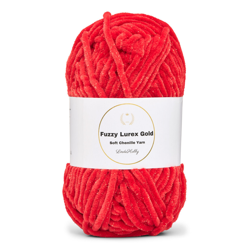 LindeHobby Fuzzy Chenille Gold Lurex 11 Blood red