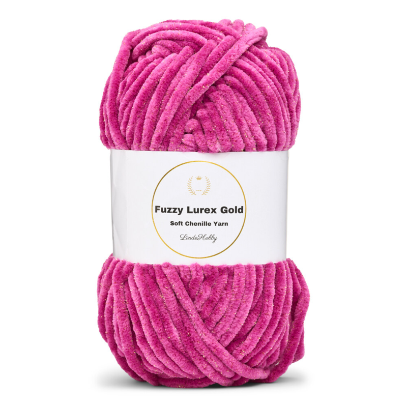 LindeHobby Fuzzy Chenille Gold Lurex 44 Light fuchsia