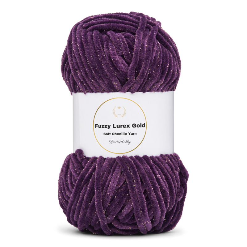 LindeHobby Fuzzy Chenille Gold Lurex 15 Plum