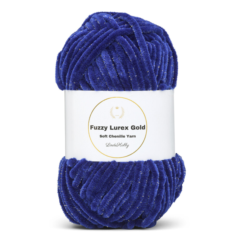 LindeHobby Fuzzy Chenille Gold Lurex 26 Sax blue