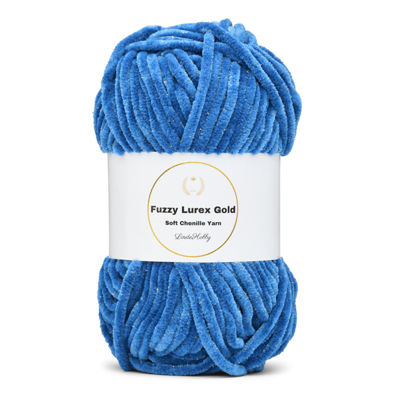 LindeHobby Fuzzy Chenille Gold Lurex 36 Blue