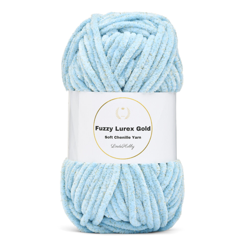 LindeHobby Fuzzy Chenille Gold Lurex 07 Baby blue