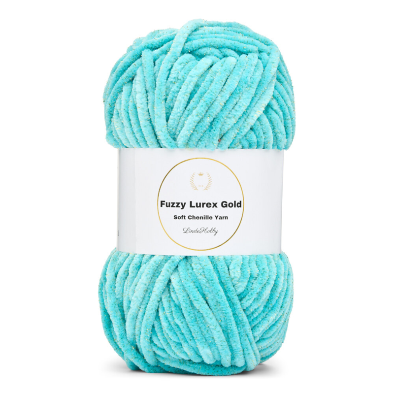 LindeHobby Fuzzy Chenille Gold Lurex 13 Teal