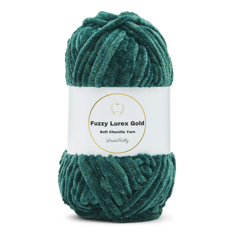 LindeHobby Fuzzy Chenille Gold Lurex 46 Duck green