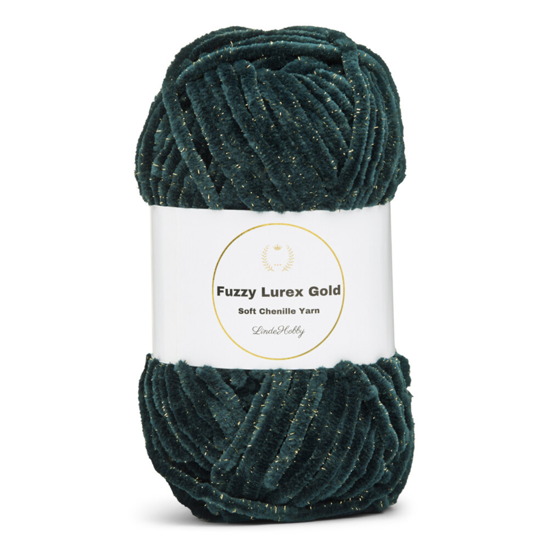 LindeHobby Fuzzy Chenille Gold Lurex 19 Dark green nepheline