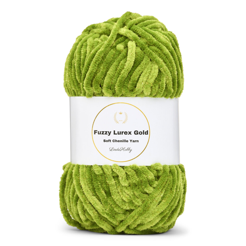 LindeHobby Fuzzy Chenille Gold Lurex 32 Grass green