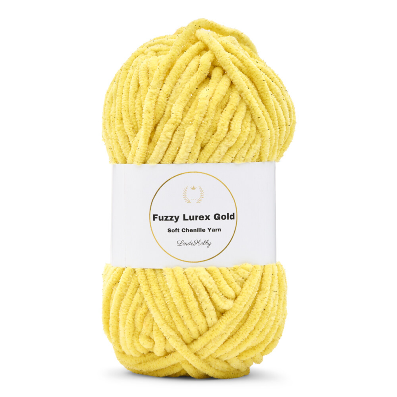 LindeHobby Fuzzy Chenille Gold Lurex 09 Yellow