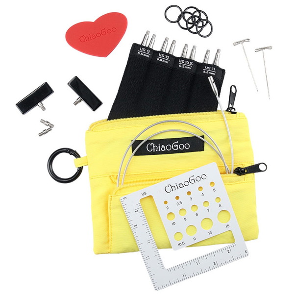 ChiaoGoo Interchangeable Circular Needle Set Twist Yellow Shorties, Large, 8 cm