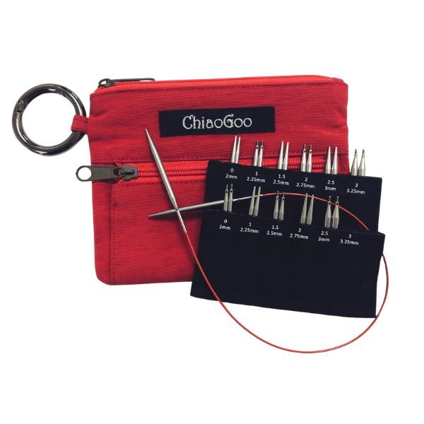 ChiaoGoo Interchangeable Circular Needle Set TWIST Red Shorties, Mini, 5 cm/8 cm